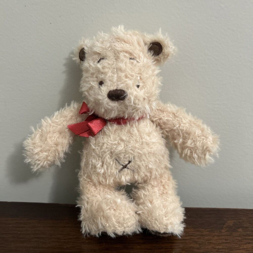 Kawaii Classic Toy Co. Teddy Bear Plush Patches Stitch Stitches Red Ribbon 7"
